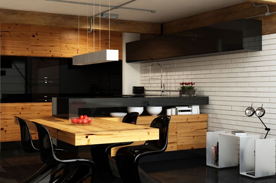 Dřevo a černá v interiéru = současná sofistikovanost, kde nechybí pohostinná atmosféra